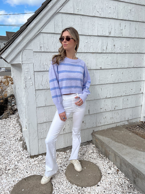 Rowan Striped Sweater Top - Lilac/Periwinkle