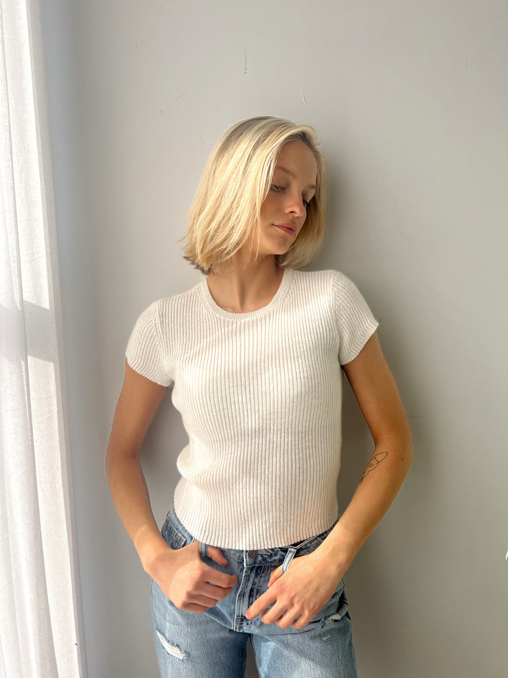 Reese Sweater Top White