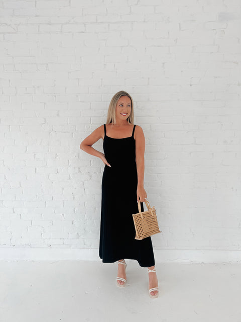 Derby Day Knit Midi Dress Black