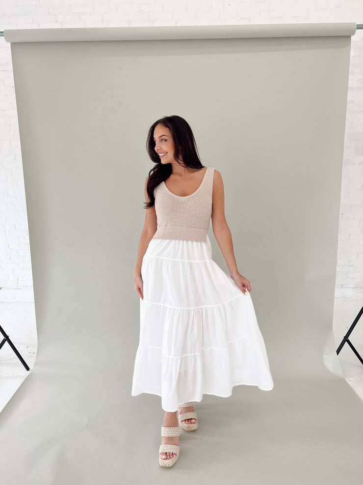 Crochet Cabana Maxi Dress - White/Natural