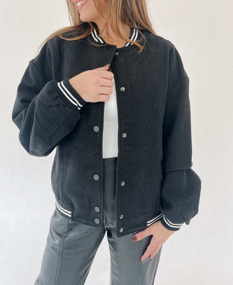 Letterman Bomber Jacket Black