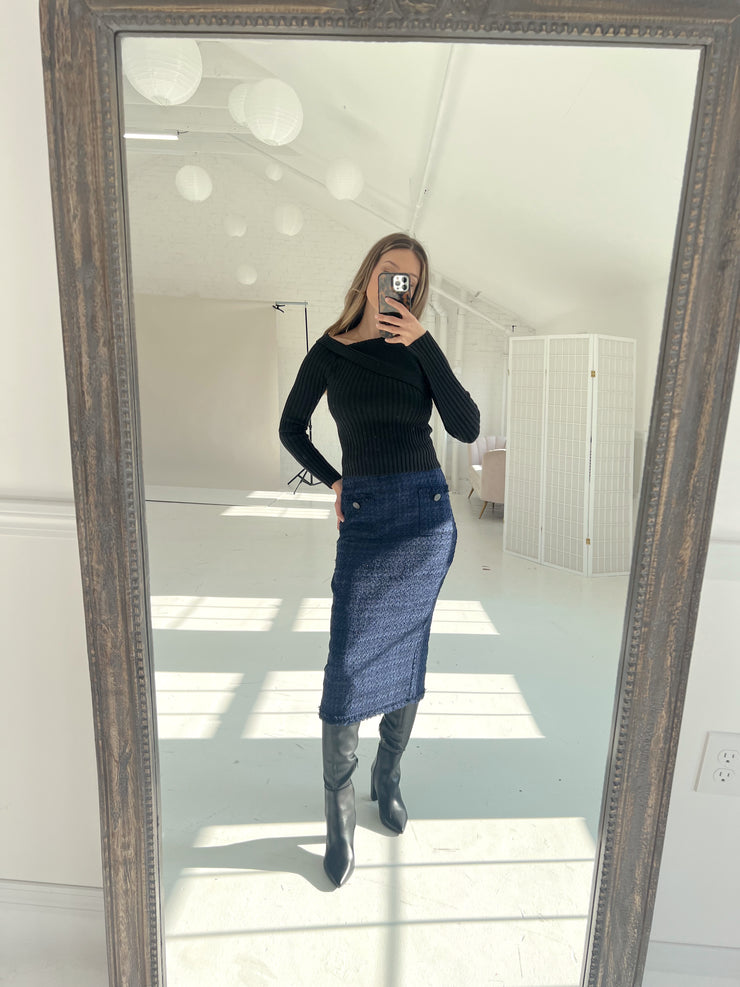 The Plaza Tweed Midi Skirt