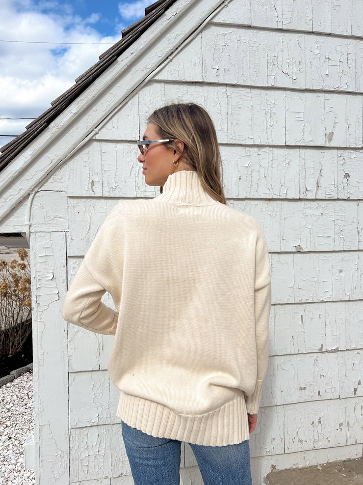 Embossed Jacquard Turtleneck Tunic - Southie/ Natural