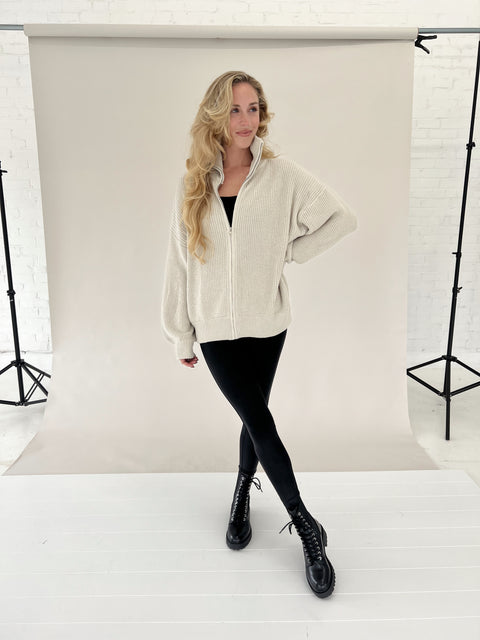 The Boyfriend Zip Up - Taupe