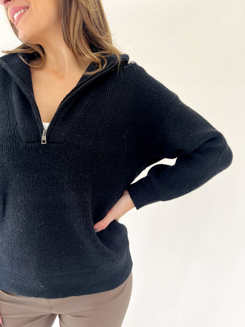 Pheba Zip Up Sweater Black