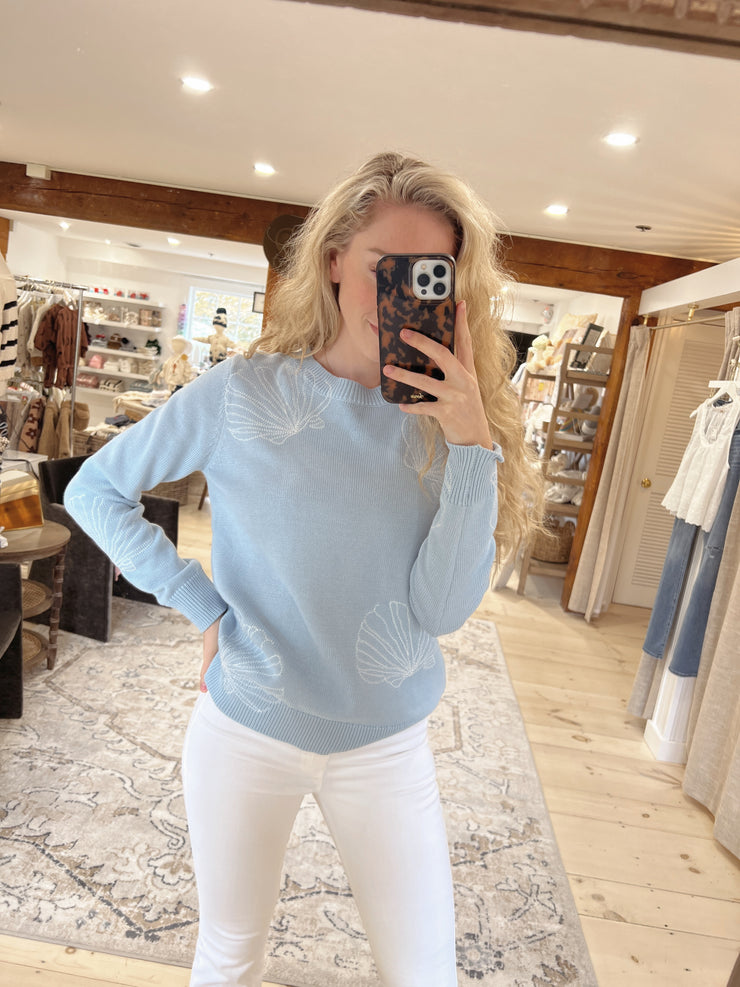 Sally Sells Seashells Sweater - Baby Blue
