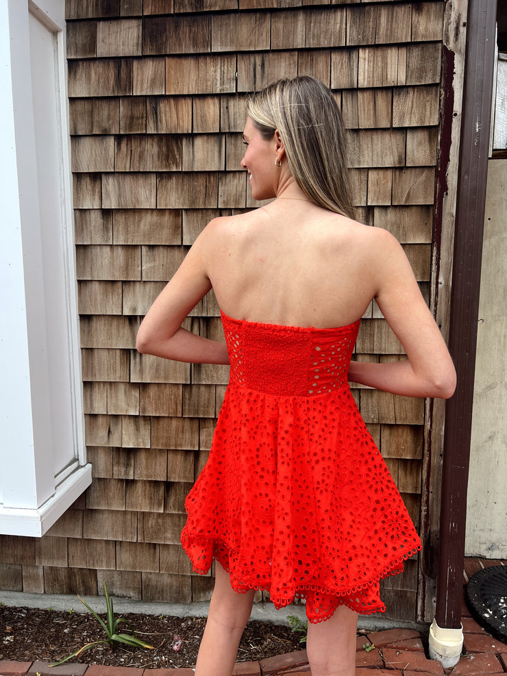 Deasia Strapless Eyelet Mini Dress Deasia Strapless Eyelet Mini Dress