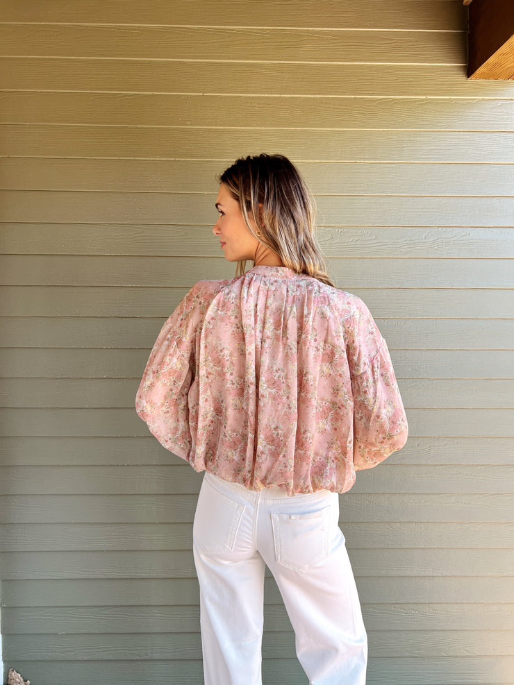 Just Because Button Down Shirred Top - LT. MAUVE