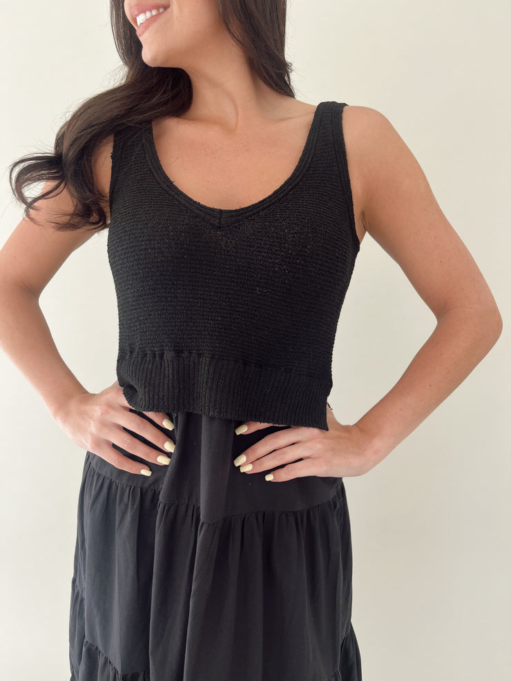 Crochet Cabana Maxi Dress - Black