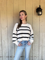 Rowan Striped Sweater Top - Natural/ Black