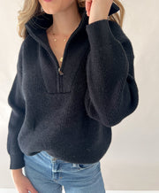 Pheba Zip Up Sweater Black