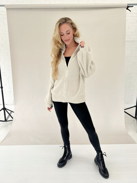 The Boyfriend Zip Up - Taupe