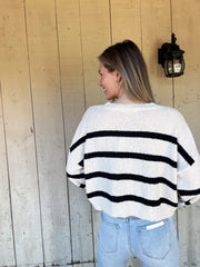 Rowan Striped Sweater Top - Natural/ Black