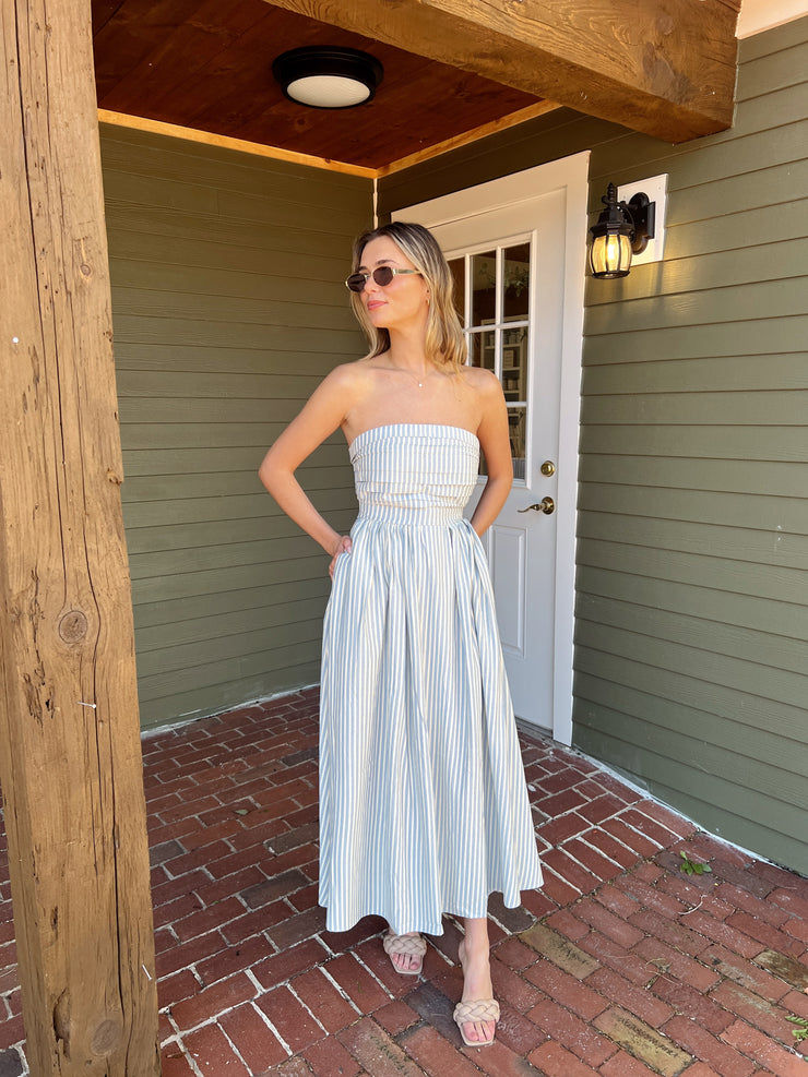 Always and Forever Strapless Maxi - Dusty Blue
