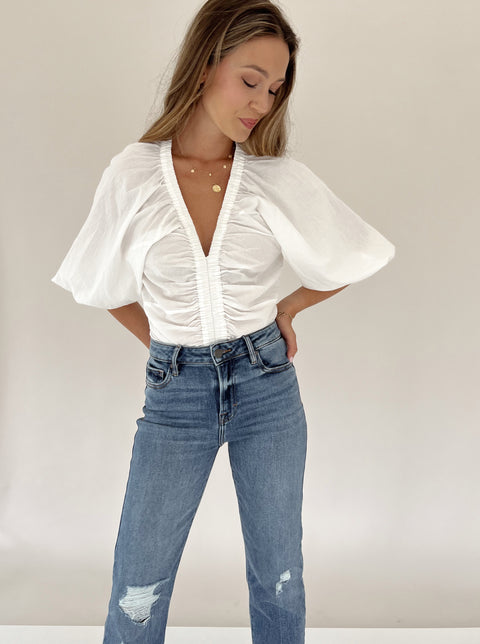 All Ruched Up Blouse - White