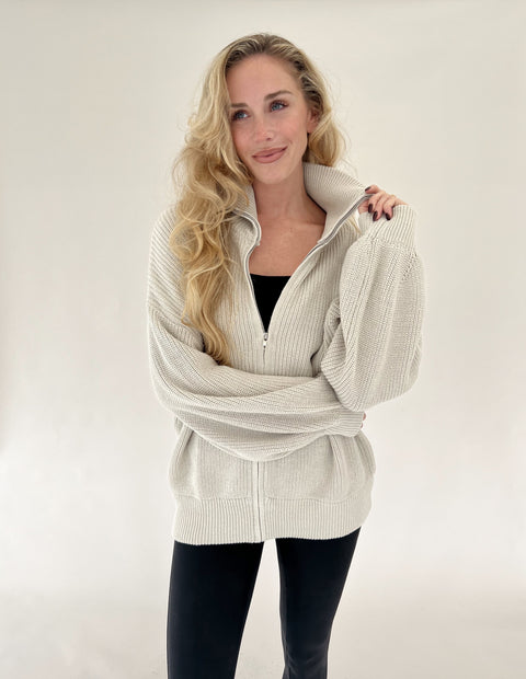 The Boyfriend Zip Up - Taupe