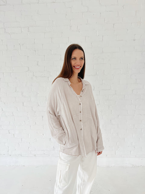 Watching Waves Button Down