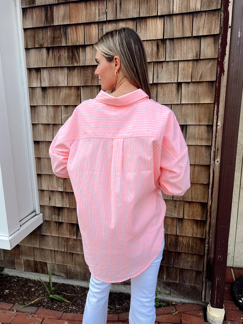 Hidden Cove Striped Shirt - Neon Pink