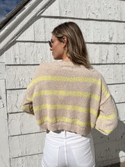 Rowan Striped Sweater Top - Natural/Lime