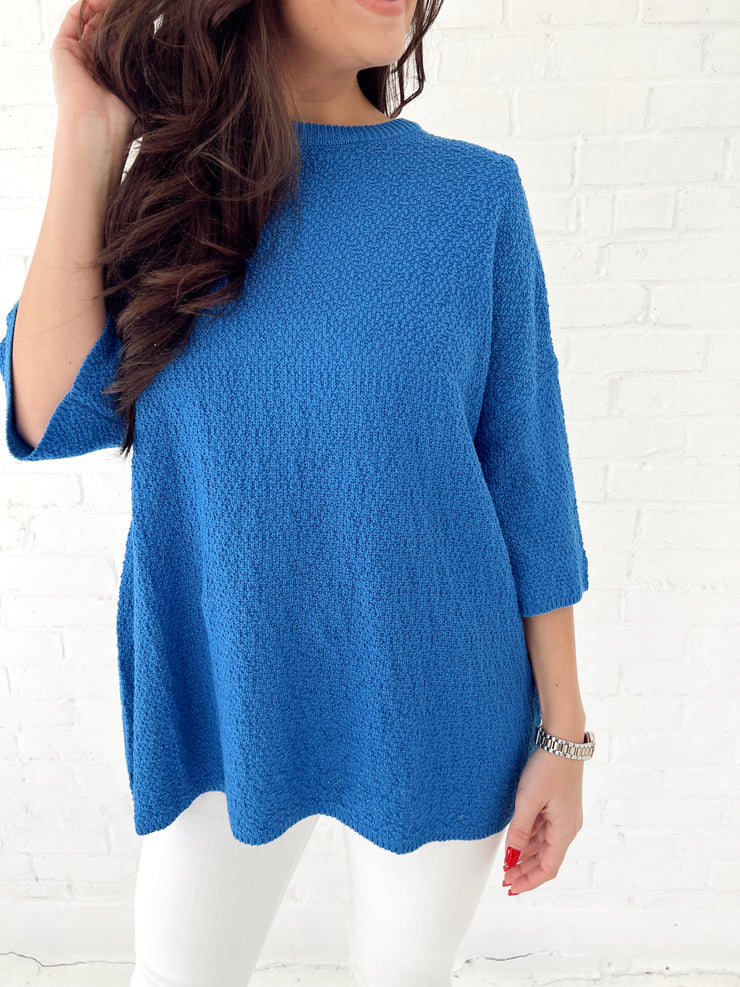 Breeze By Oversized Top - BLUE