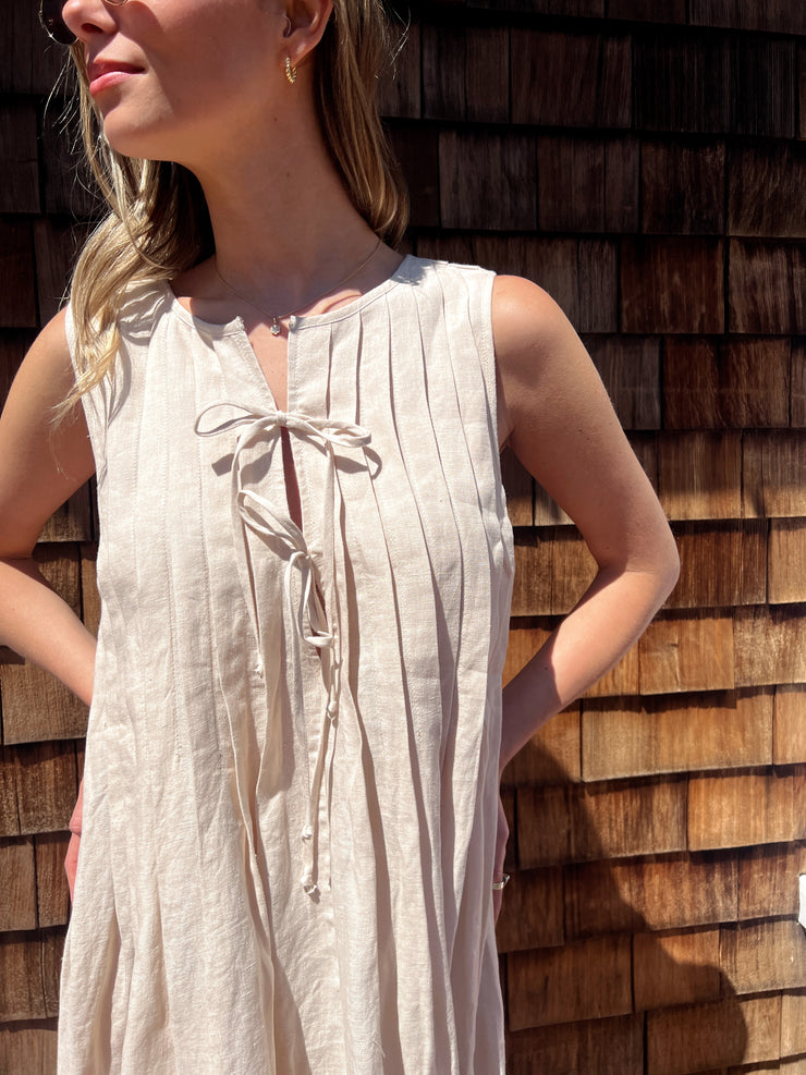 Linen Getaway Mini Dress - Beige