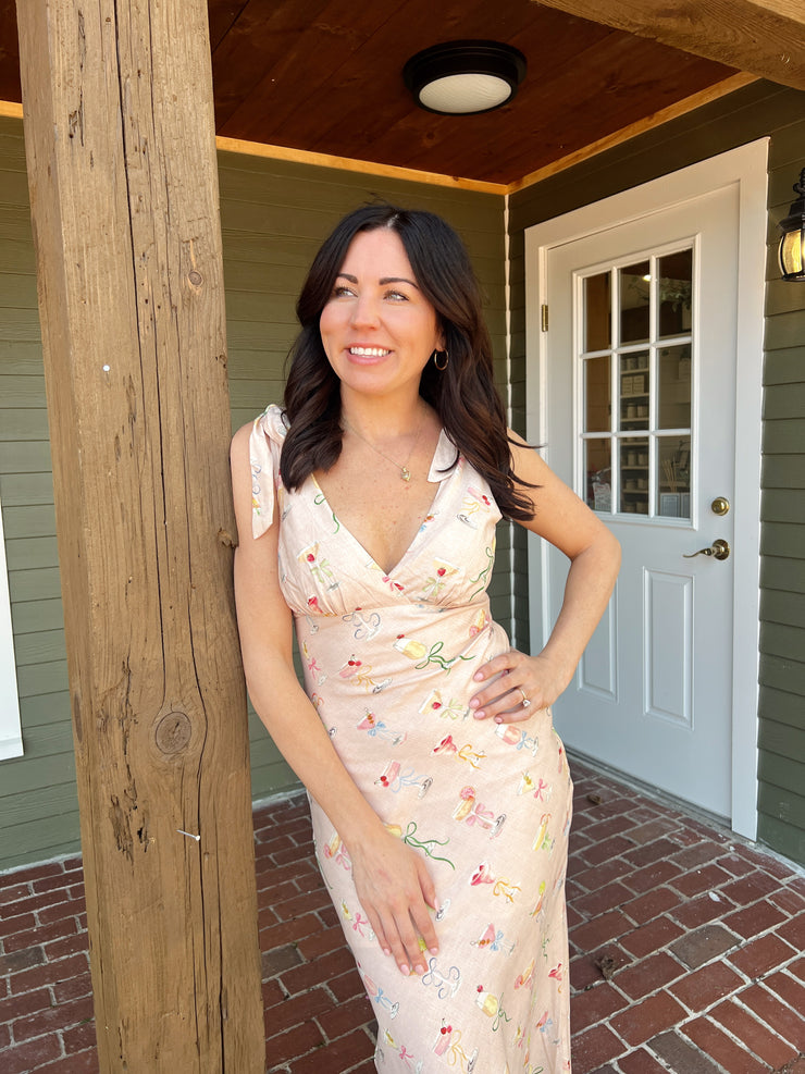 Sipping Cocktails Bias Cut Midi Dress