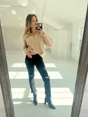 Pheba Zip Up Sweater Tan