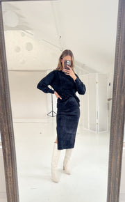 Baby It's Cold Outside Sweater Skirt - Black