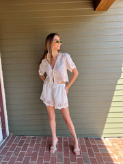 Floral Linens Top - Off White
