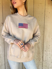 The Oversized Flag Pullover - Taupe