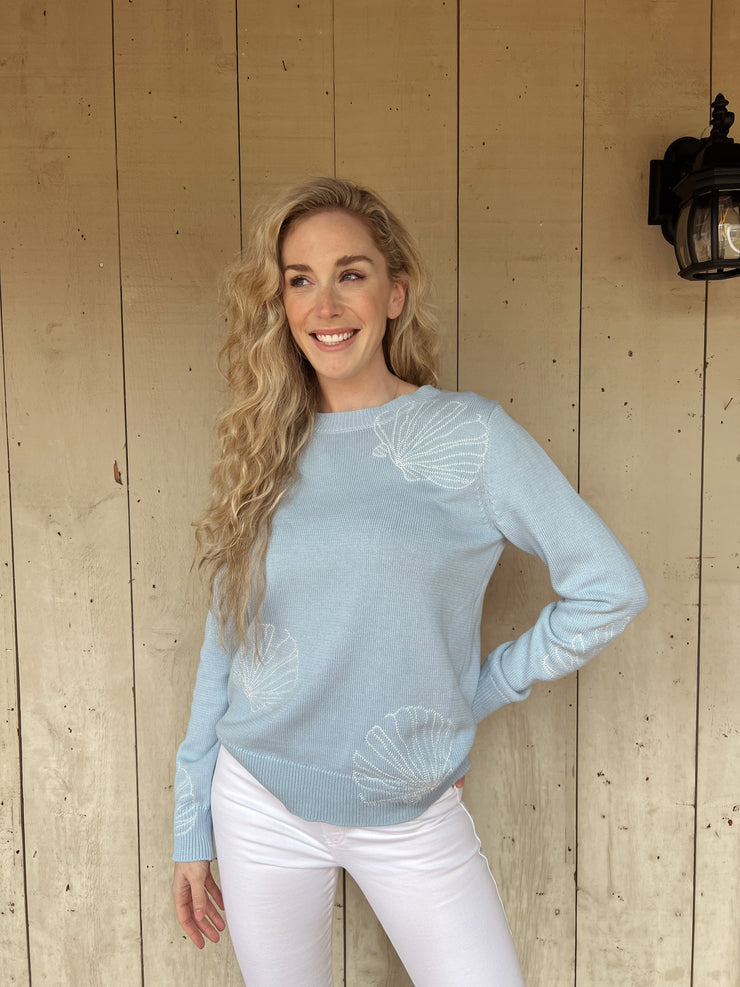 Sally Sells Seashells Sweater - Baby Blue