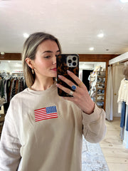 The Oversized Flag Pullover - Taupe