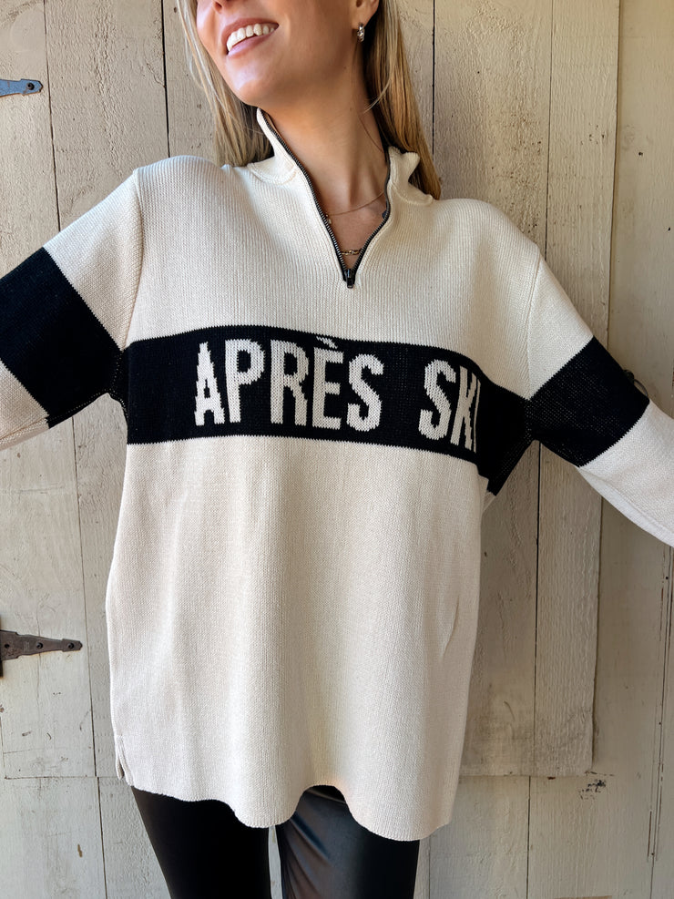 Apres Ski Quarter Zip Sweater - Natural/ Black