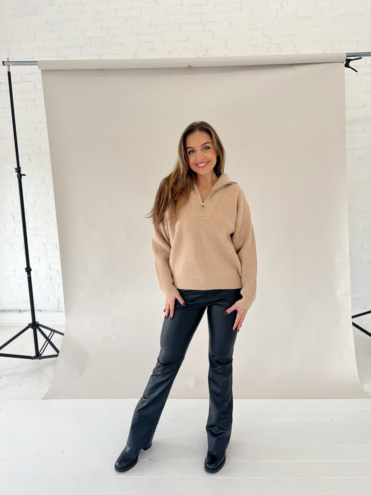 Pheba Zip Up Sweater Tan