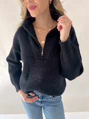Pheba Zip Up Sweater Black