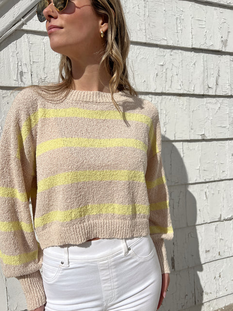 Rowan Striped Sweater Top - Natural/Lime