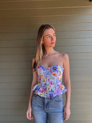 Aria Floral Strapless Top