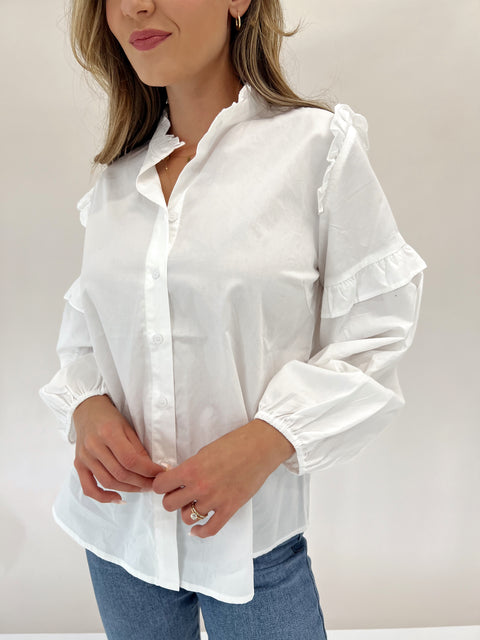 Nicolette Ruffle Button Down Top