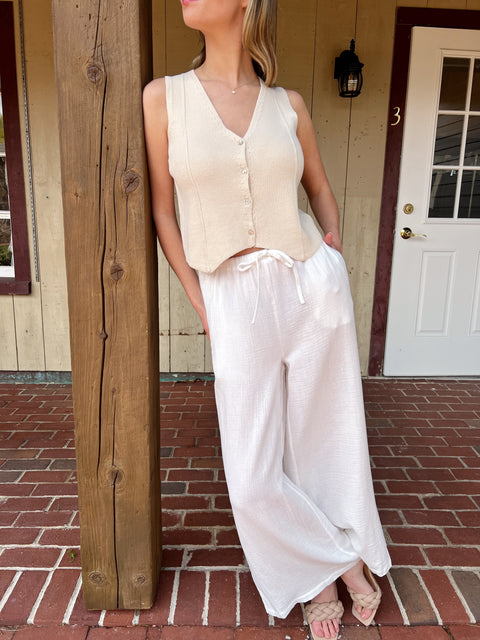 Long Live Gauze Pant - White