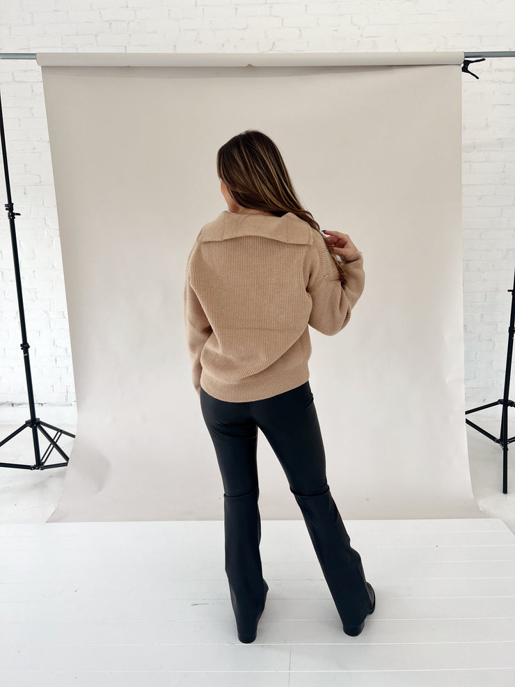 Pheba Zip Up Sweater Tan