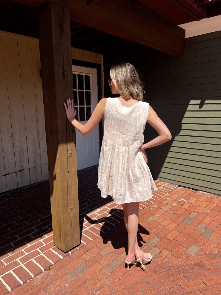Linen Getaway Mini Dress - Beige
