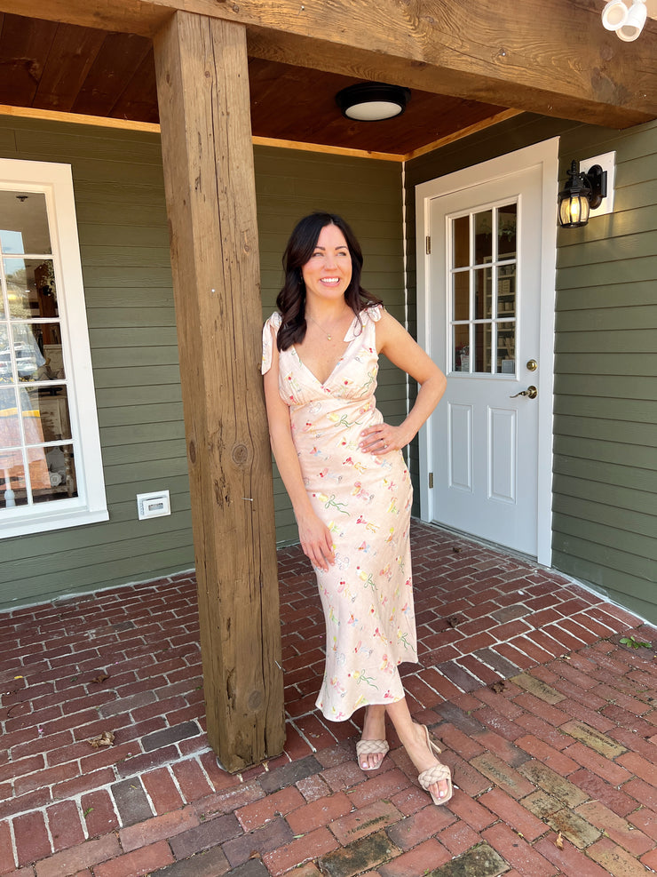 Sipping Cocktails Bias Cut Midi Dress