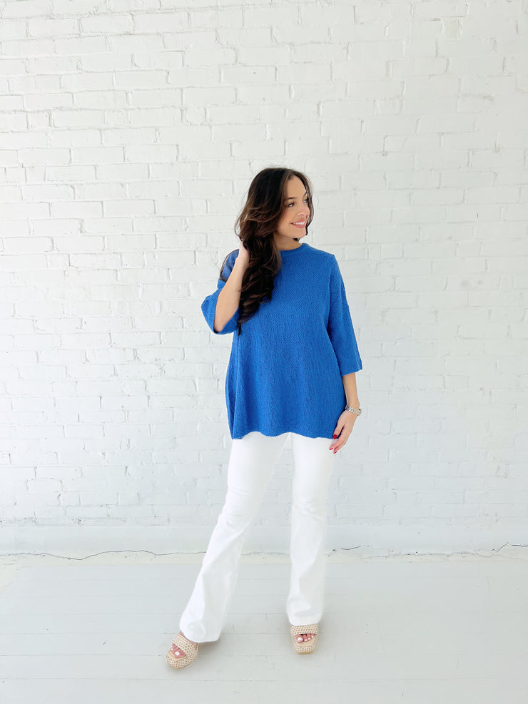 Breeze By Oversized Top - BLUE