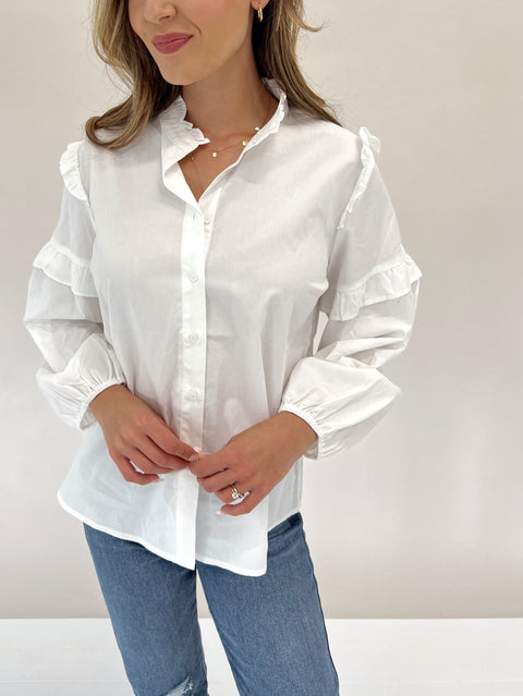 Nicolette Ruffle Button Down Top