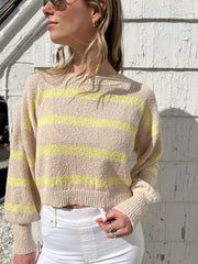 Rowan Striped Sweater Top - Natural/Lime