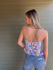 Aria Floral Strapless Top