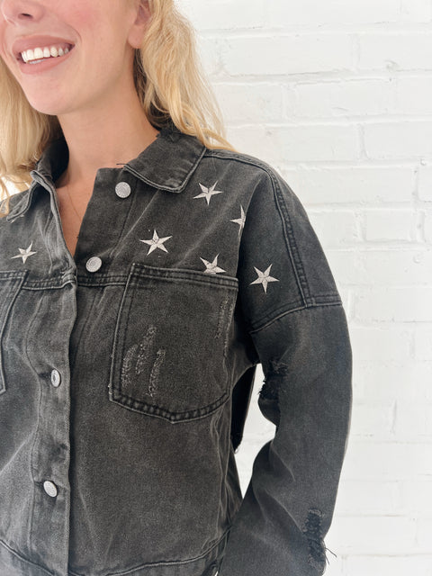 Star Studded Night Denim Jacket