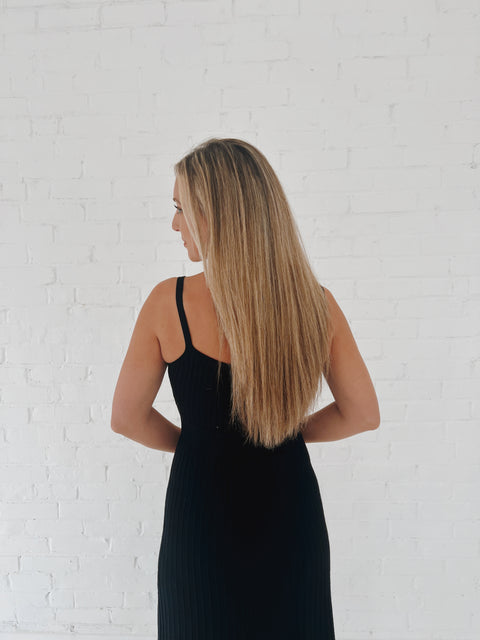 Derby Day Knit Midi Dress Black