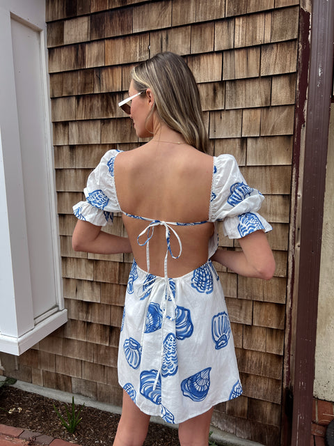 Seashell Shore Open Back Mini Dress