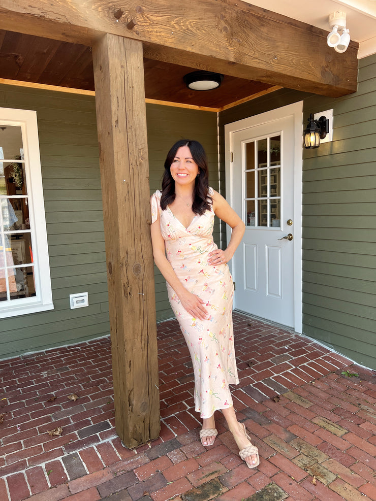 Sipping Cocktails Bias Cut Midi Dress